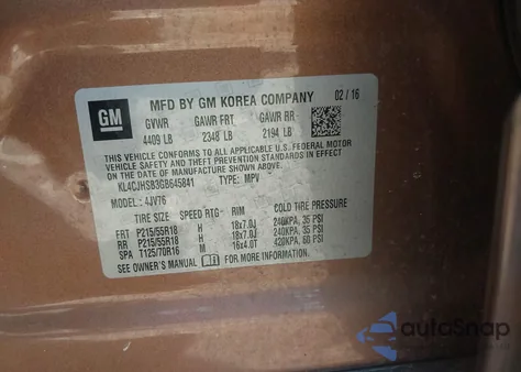 2016 Buick Encore Premium z USA, uszkodzony, nr VIN KL4CJHSB3GB645841